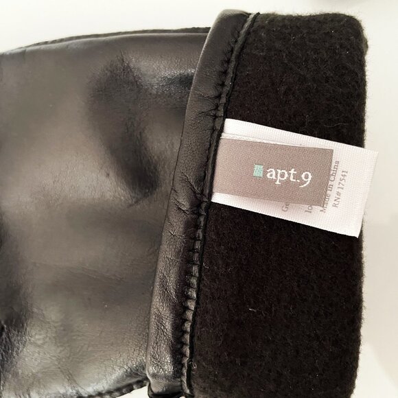 Mens Soft Black Leather Gloves w. Flannel Lining - Never Worn - Large - Picture 2 of 3